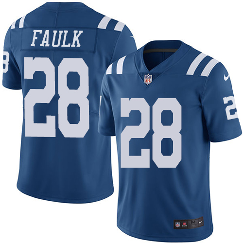 Indianapolis Colts 28 Limited Marshall Faulk Royal Blue Nike NFL Men Rush Vapor Untouchable Jersey